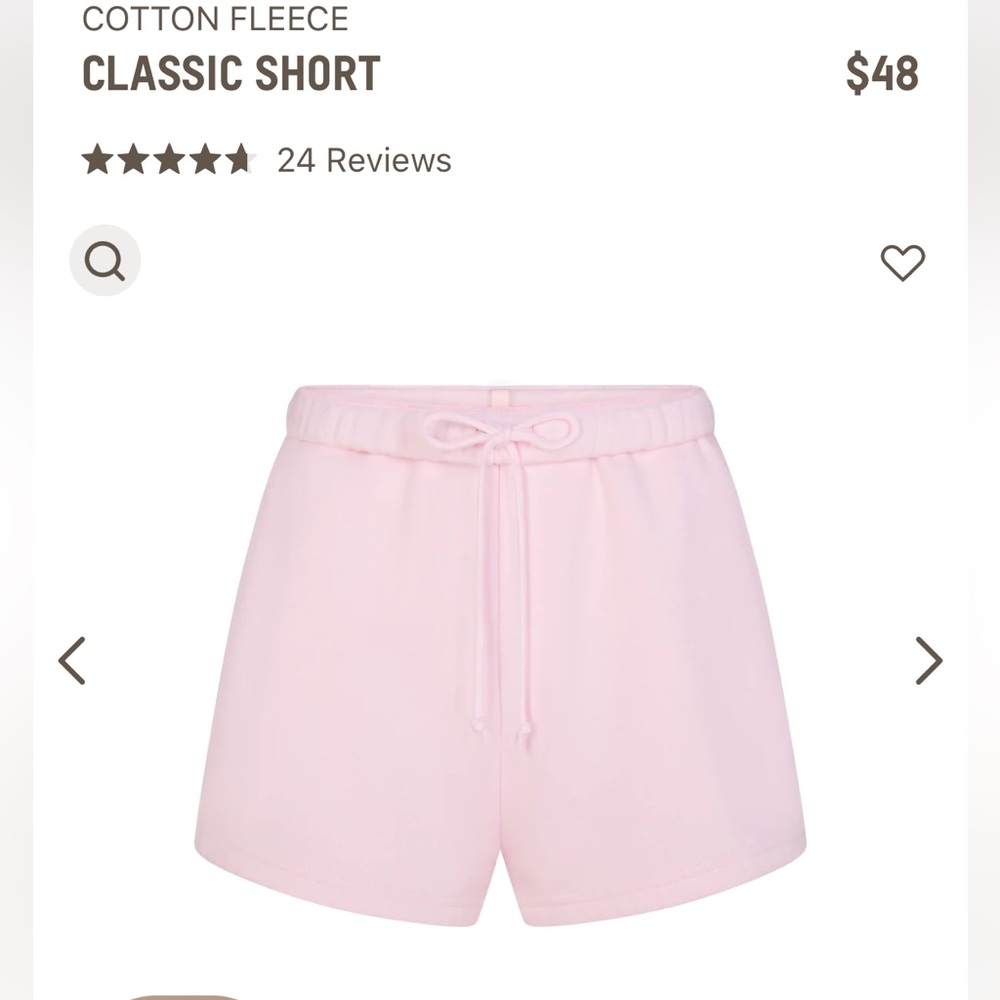 Skims Cotton Fleece Shorts - size small, Cherry Blossom